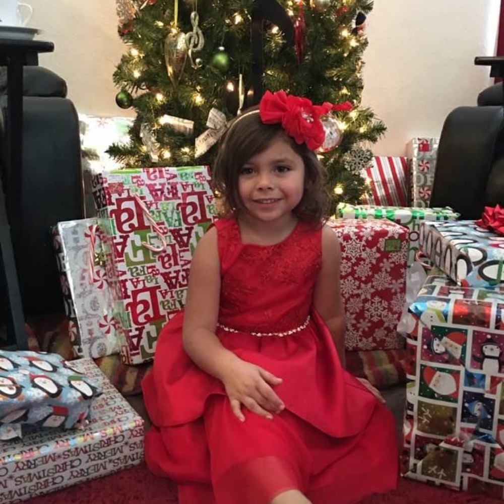 Formal little girls dress size 6.  Red Satan and Chiffon, red lace. From Macys.